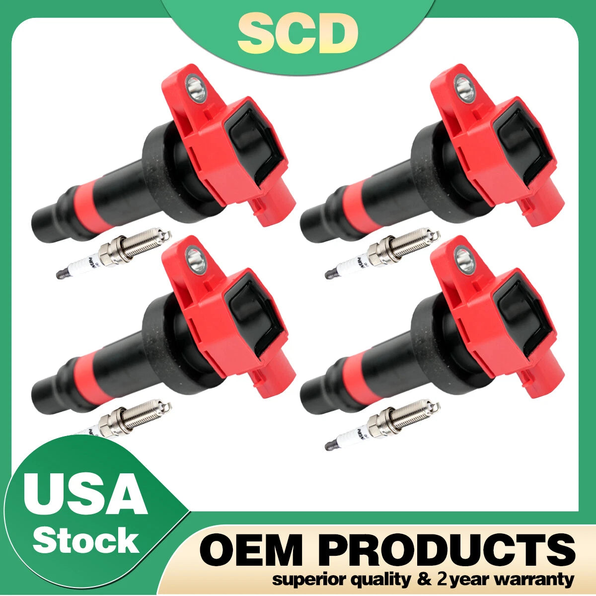 4X Ignition Coils + Spark Plugs for Kia Rio, Soul, Hyundai Accent (2011–2019) 27301-2B010 UF636