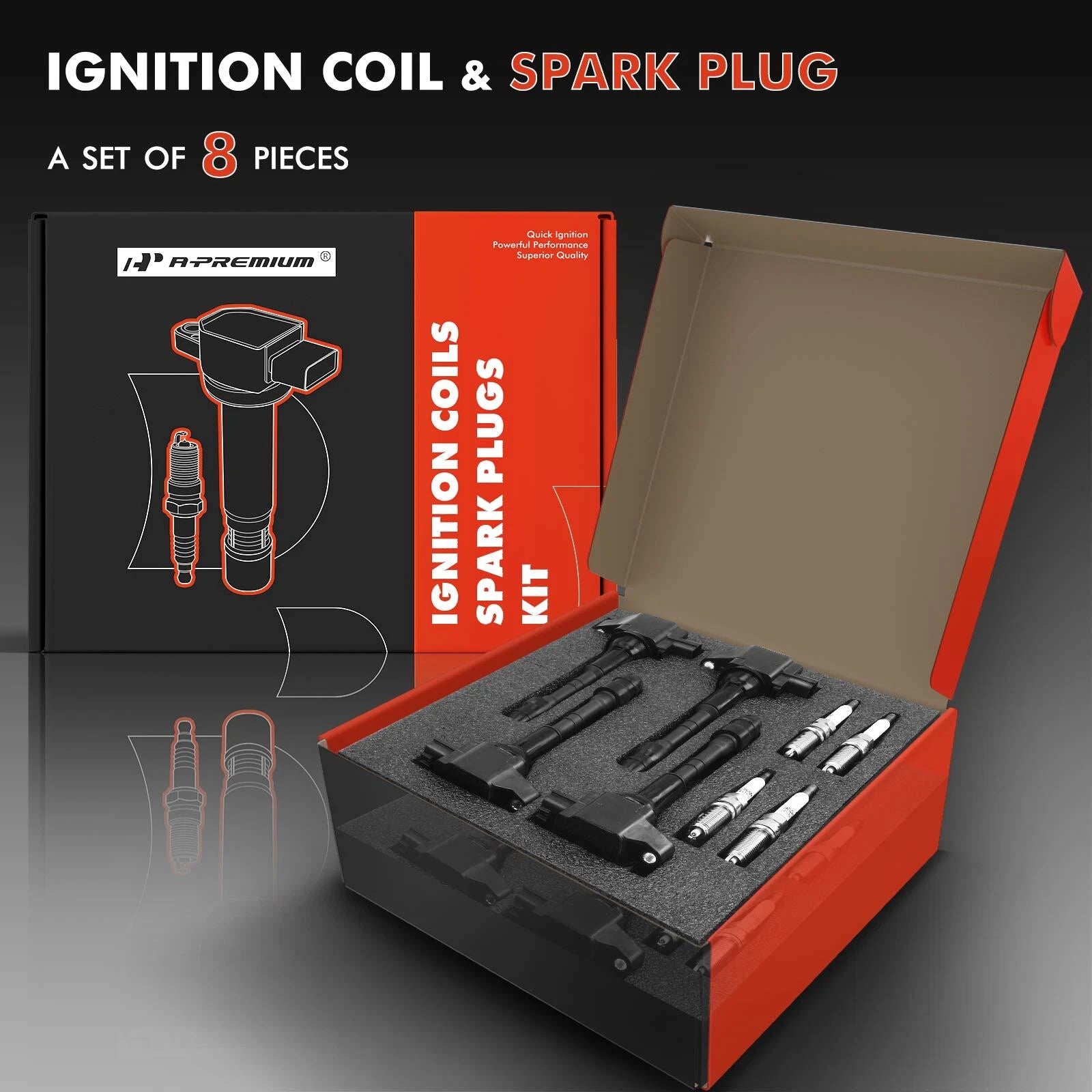 Set of 8 Ignition Coils & Iridium Spark Plugs for Nissan Pathfinder (2008–2012)