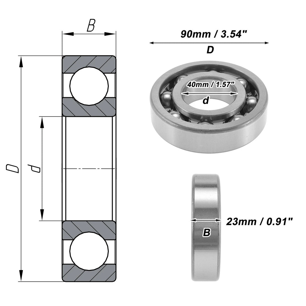 6308 Deep Groove Ball Bearing for Scooter Skateboard Wheel (40x90x23mm)