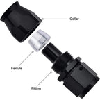 8AN PTFE Hose End Fitting Straight AN8 0° for (Fits PTFE Hose)
