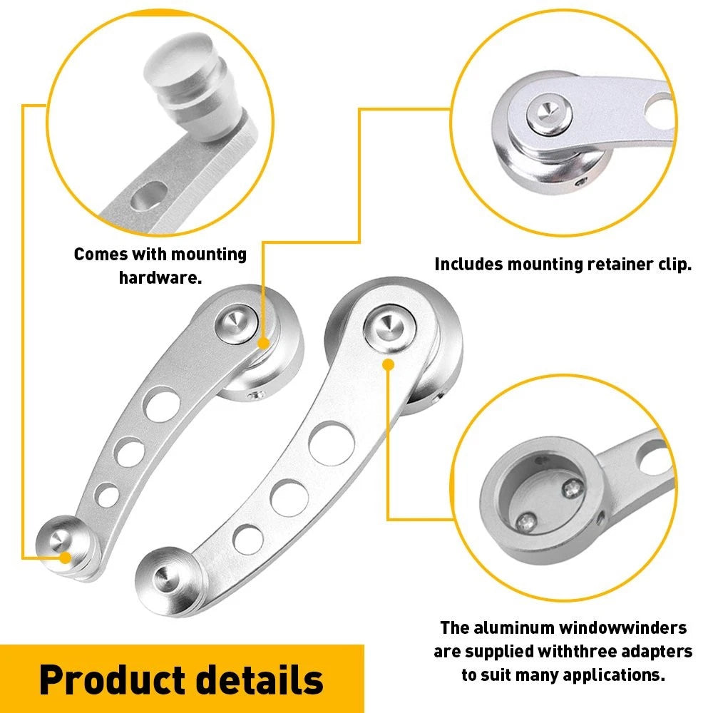 Chrome Billet Aluminum Crank Window Handle for Hot Rod Chevy Ford Chrysler