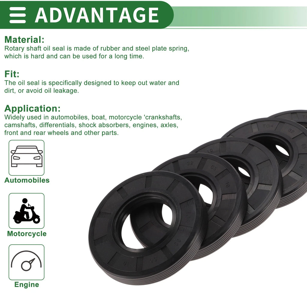 Set of 5 Oil Seals NBR Rubber 32x65x10mm for Automotive Applications