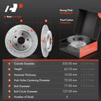 Set of 8 Rear Drilled Brake Rotors and Pads for Jeep Grand Cherokee