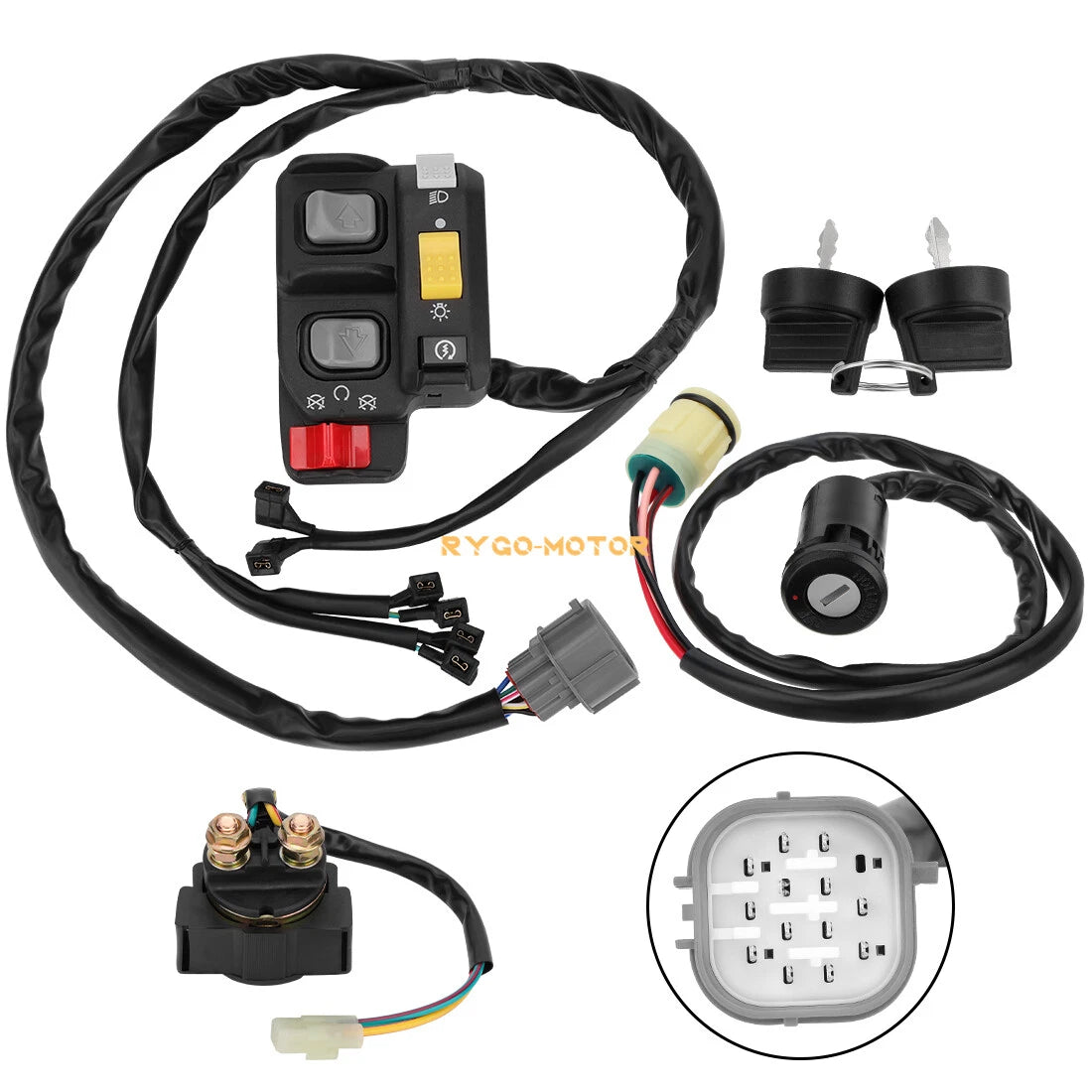 Handlebar Key Starter Relay Switch Kit for Honda Rancher 420 TRX420 (2007–2013)