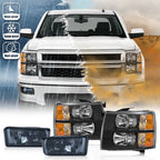 Set of 2 Headlights and Smoked Fog Lamps for Chevy Silverado (2007–2013)