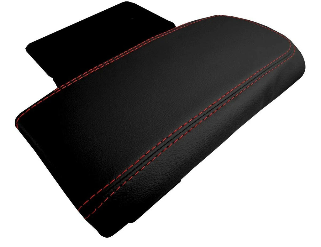 Leather Console Lid Armrest Cover for Mitsubishi Eclipse (2006–2012) Red Stitch