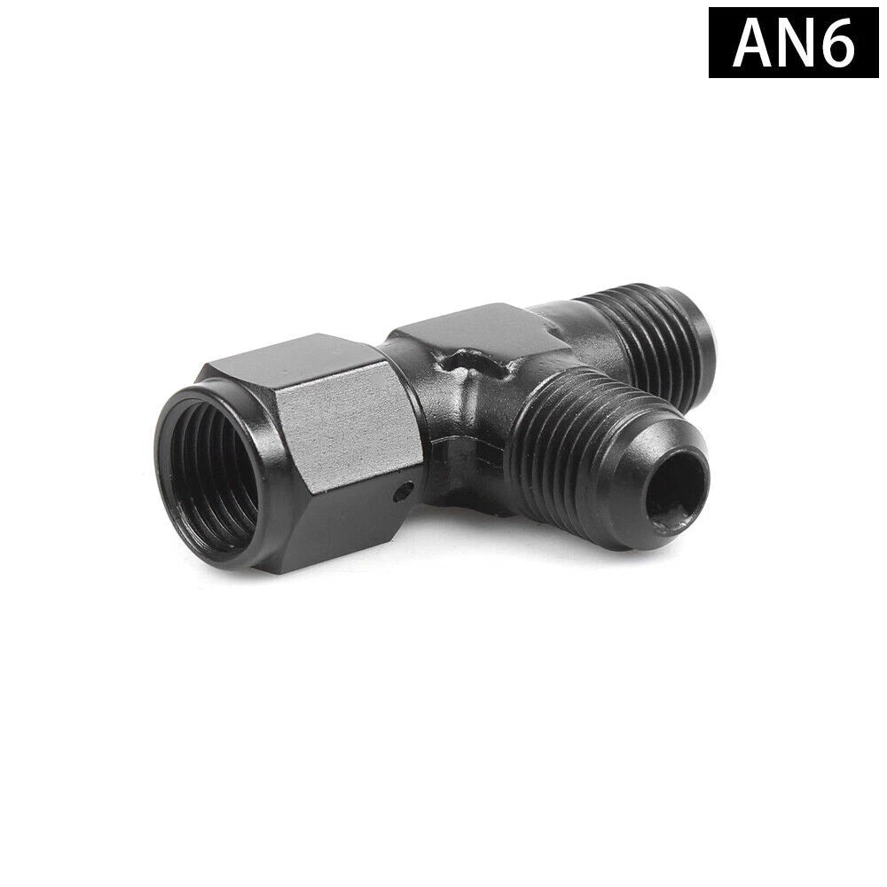 3-Way Tee Fitting Adapter AN4 AN6 AN8 AN10 AN12 Female to Male Black