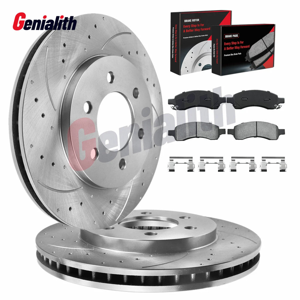 Front Drilled Rotors & Brake Pads for Buick Enclave, Chevy Traverse (2008–2017)