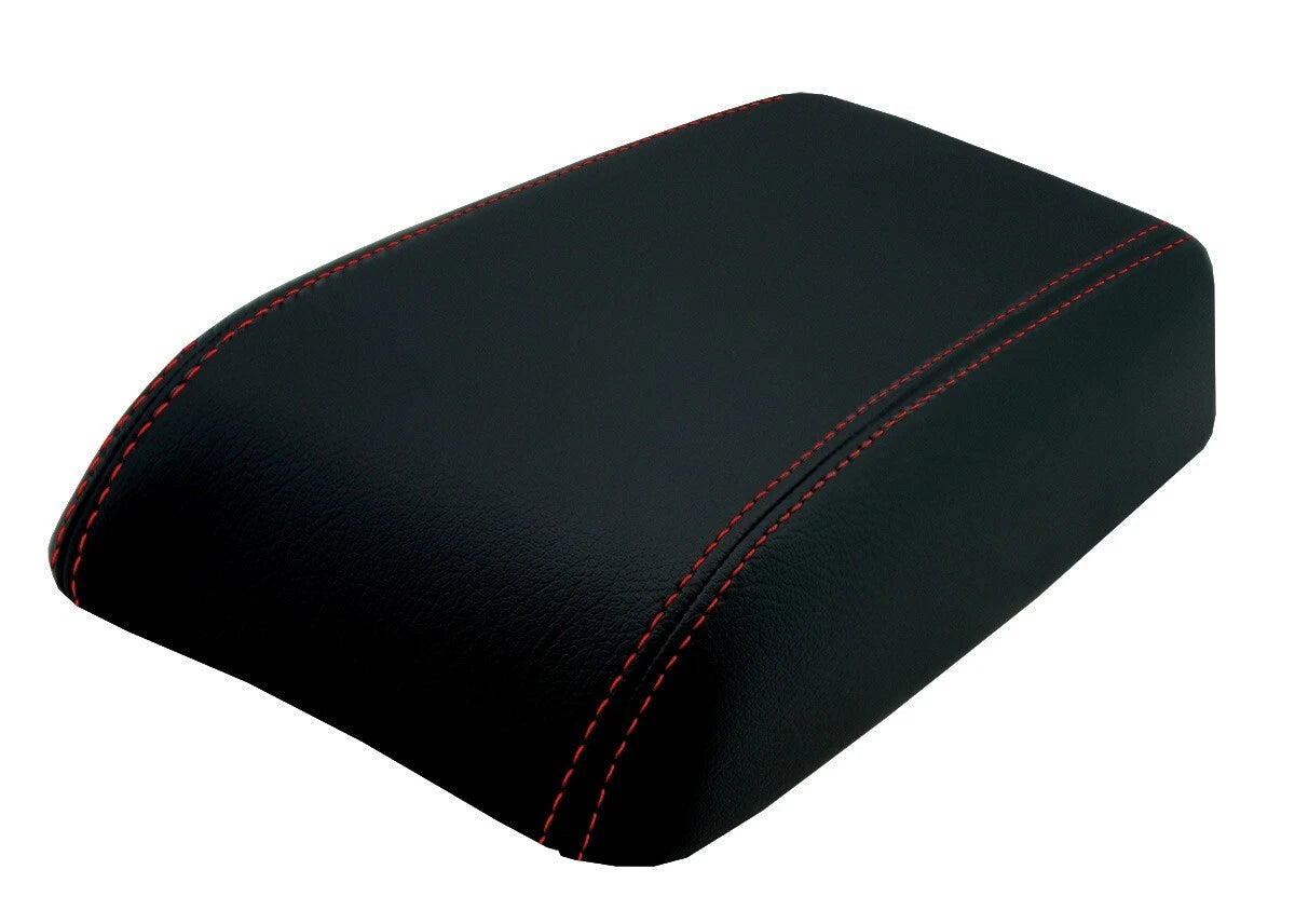 Leather Console Lid Armrest Cover for Ford Fusion (2006–2009) Red Stitch