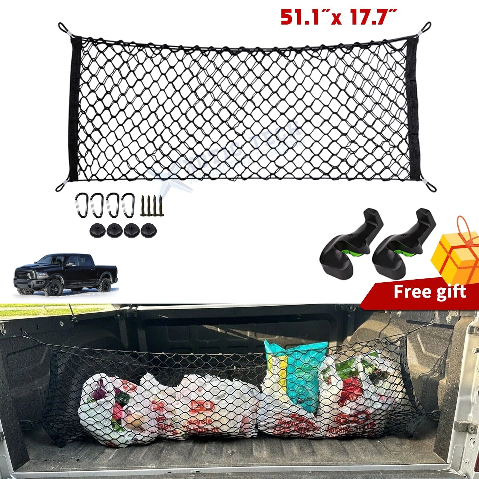 Trunk Cargo Net Storage Organizer for Dodge Ram 1500 2500 3500 (2019–2024)