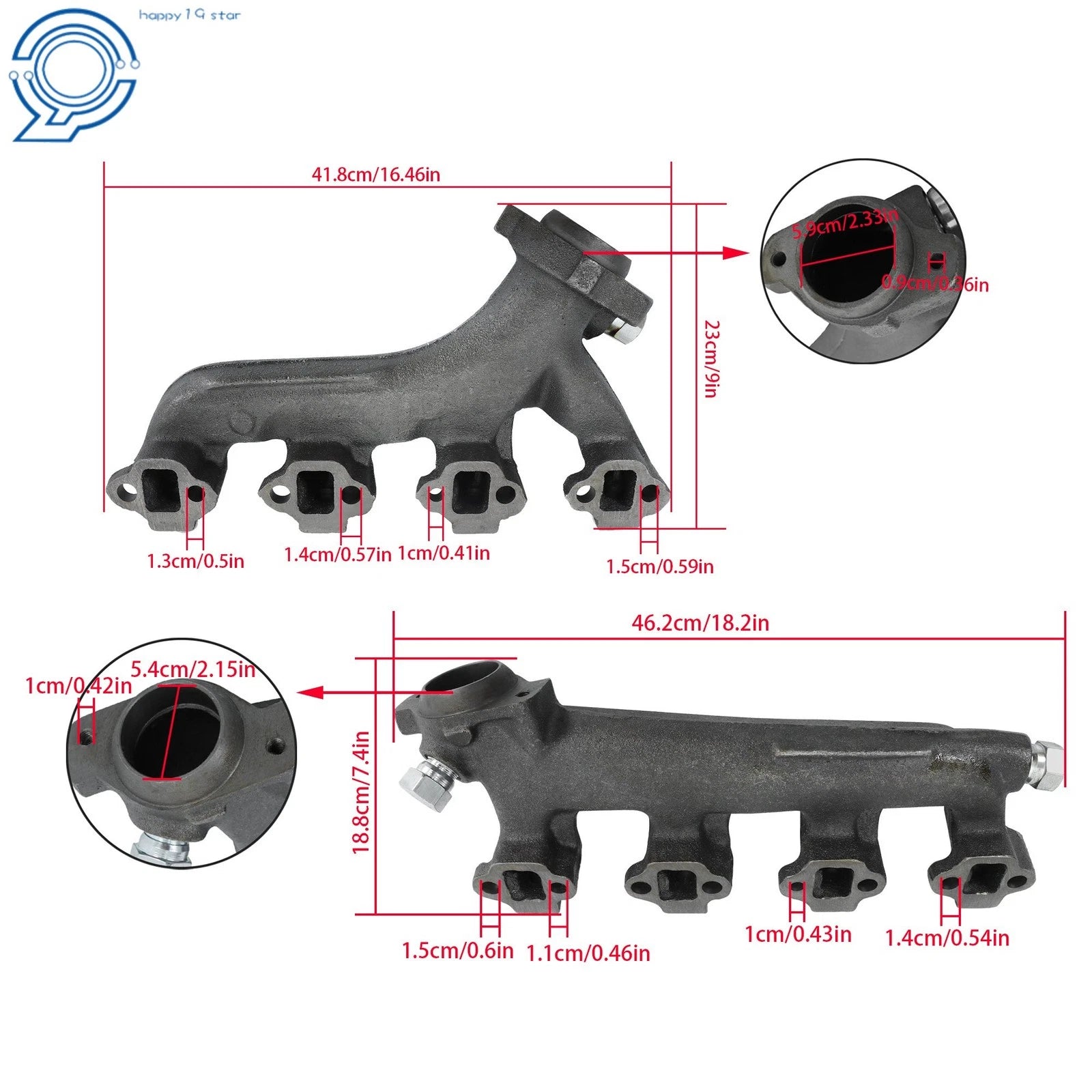 Exhaust Manifold Set for Bronco V8 5.8L (1988-1996) Cast Iron