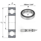 Deep Groove Ball Bearing 6013DDU for Scooter Skateboard (P0 65x100x18mm)