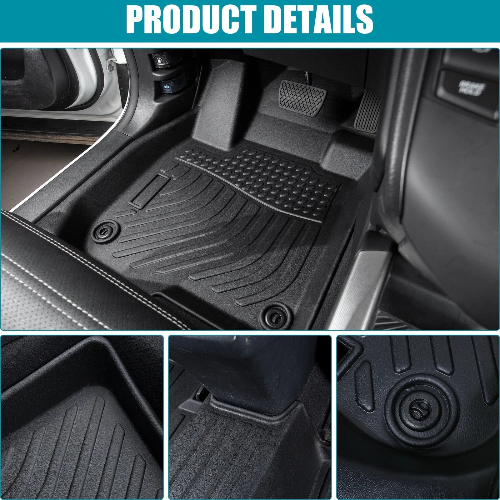 Set of 4 TPE Rubber All Weather Floor Mats for Nissan Rogue (2021–2025)