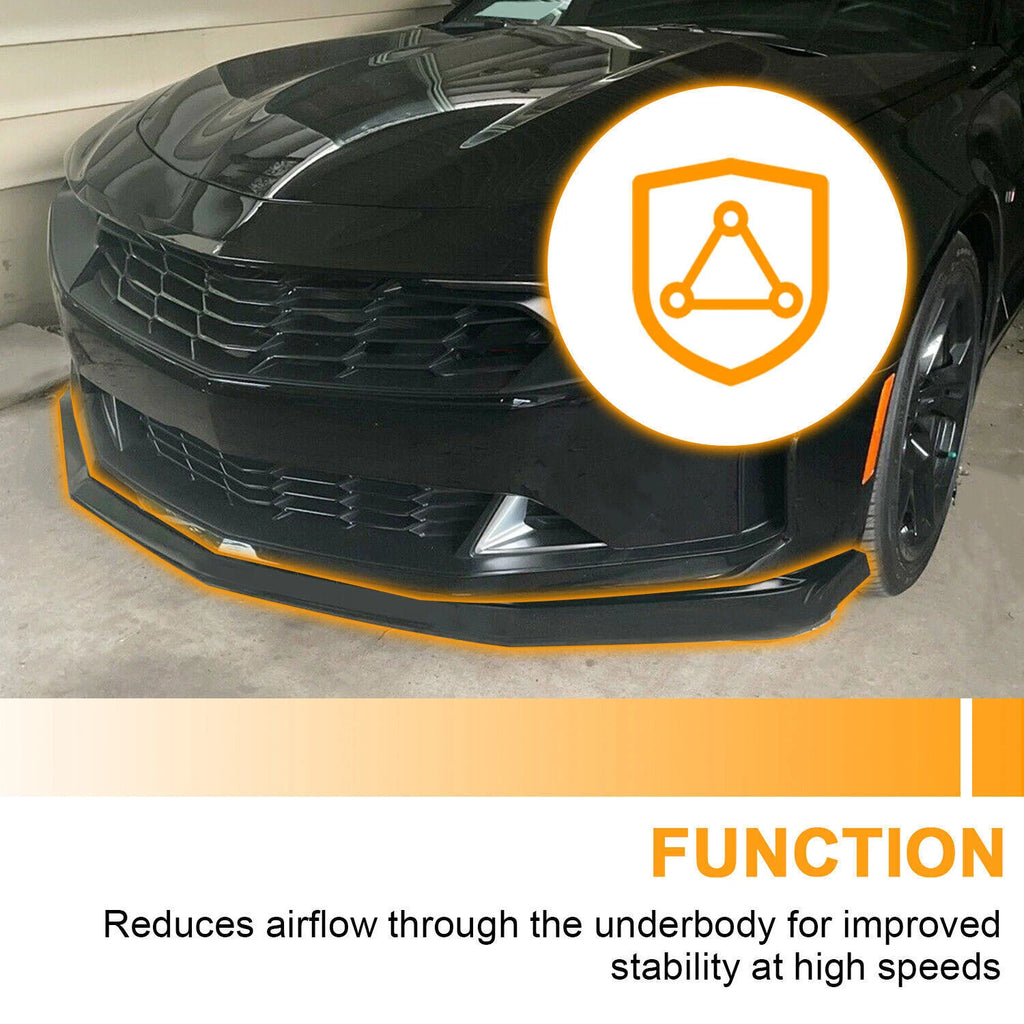 Front Bumper Spoiler Lip for Chevy Camaro SS V8 (2016-2024) Tinted Matte Black