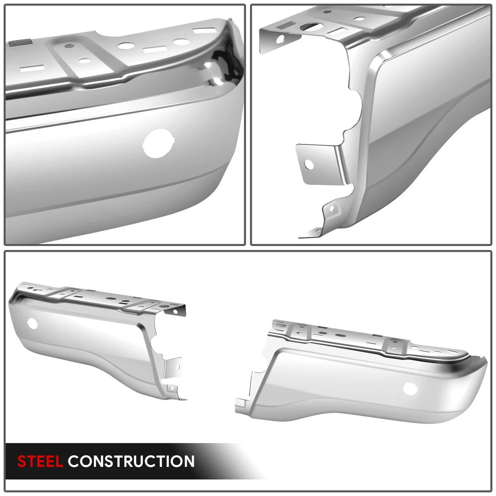 Chrome Rear Bumper End Caps Pair for Ford Ranger (2019–2023) w/ Sensor Holes
