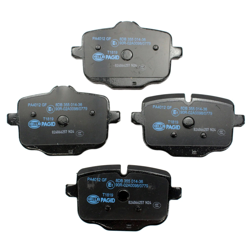 Set of 4 Hella Low-Metallic Brake Pads w/ Clips for BMW F06 F10 F12 F13 (2012–2017)