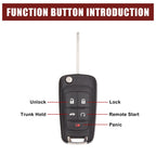 5 Button Key Fob Remote Shell for Chevy Camaro (2010–2013)
