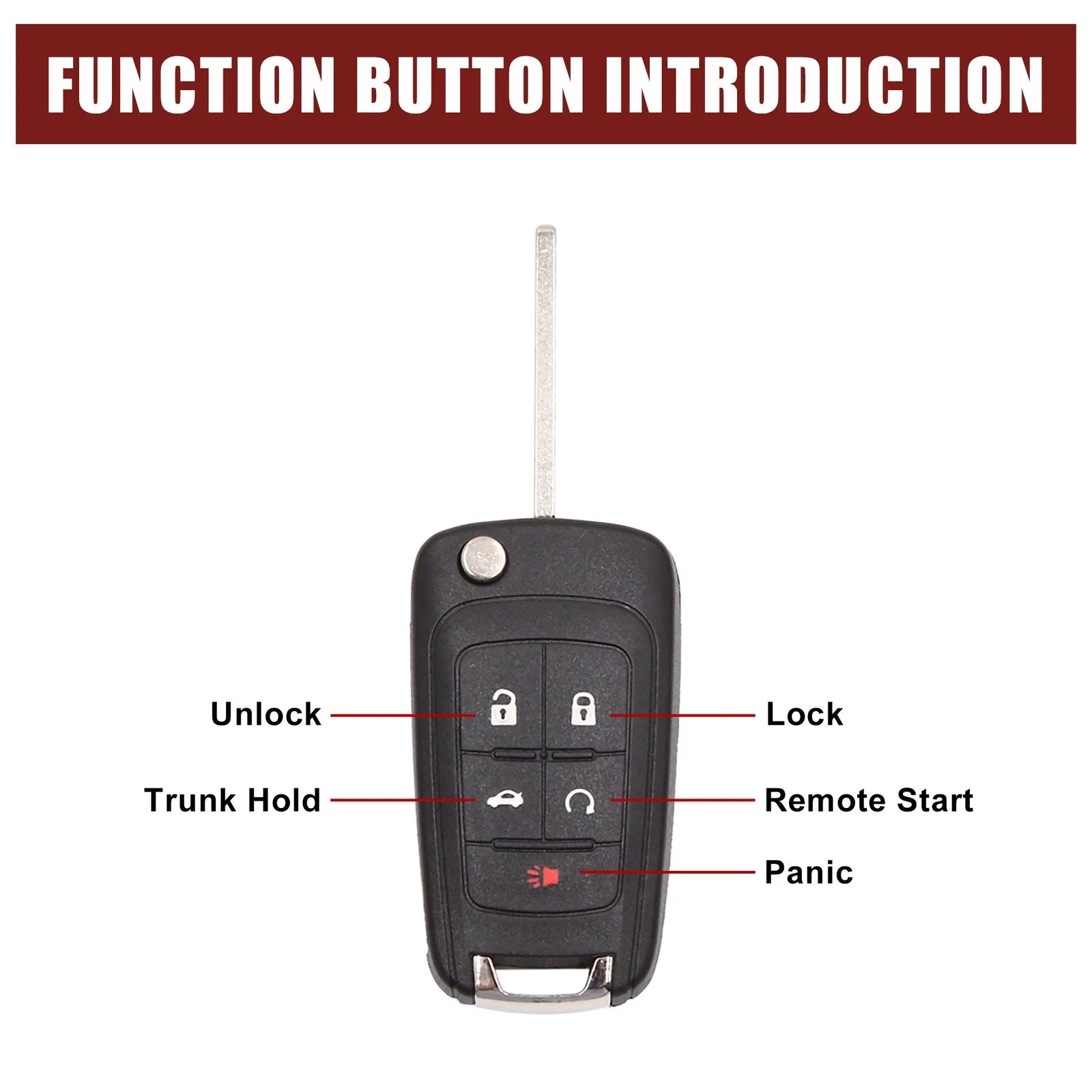 5 Button Key Fob Remote Shell for Chevy Camaro (2010–2013)