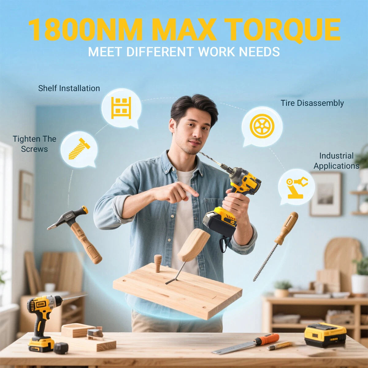 Cordless Electric Impact Wrench Gun for High Power Applications