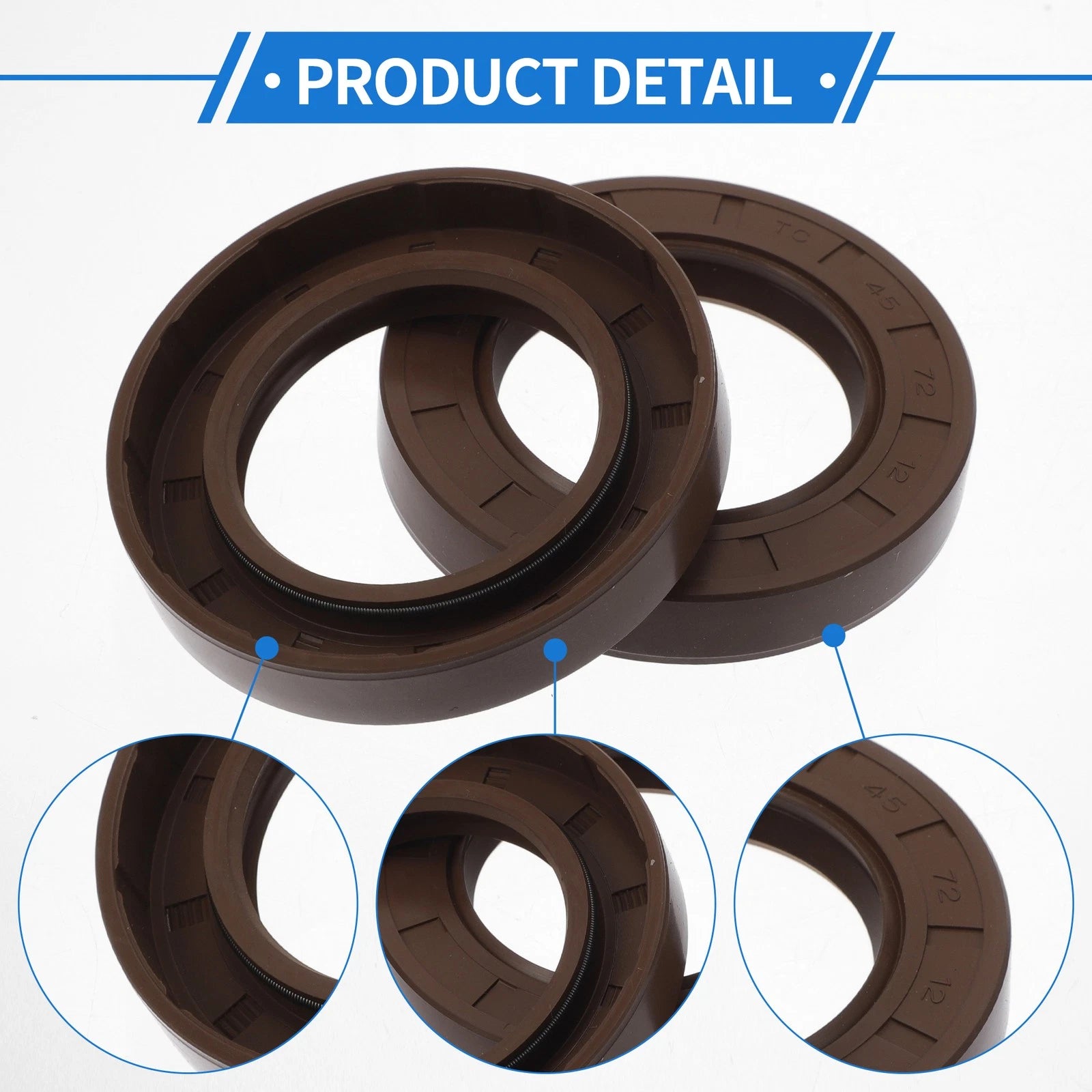 2X Oil Seal Rotary Shaft Seal FKM Rubber 45x72x12mm  