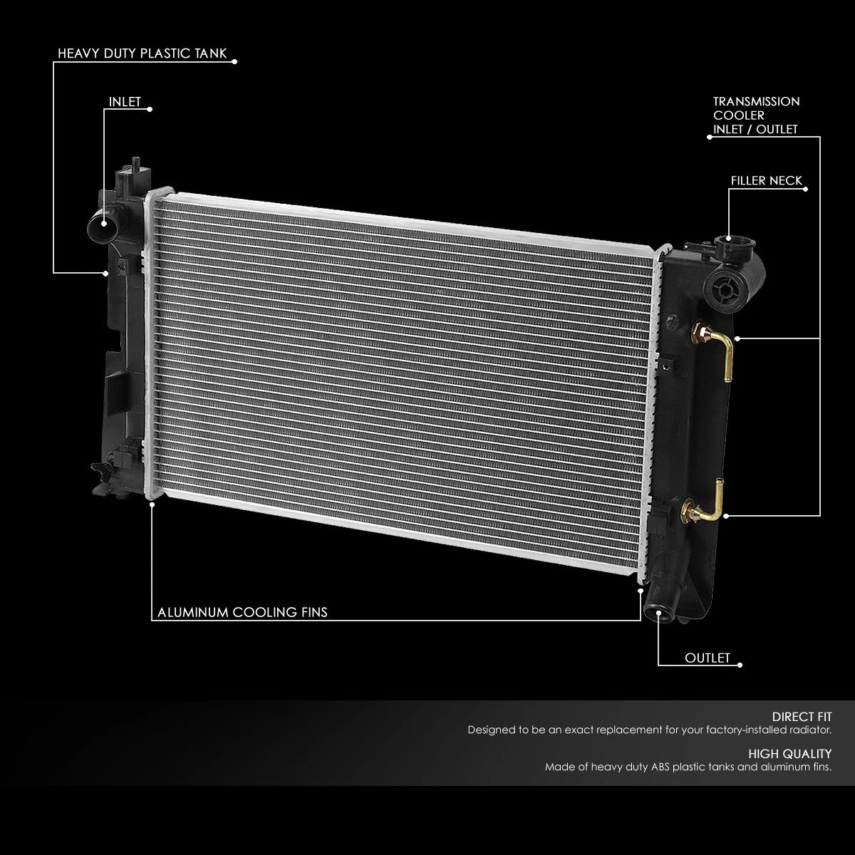 Aluminum Core Cooling Radiator for Toyota Corolla/Matrix (2003–2008) DPI 2428