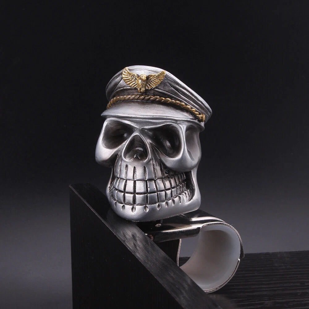 Silver Skull Steering Wheel Spinner Knob for Cars