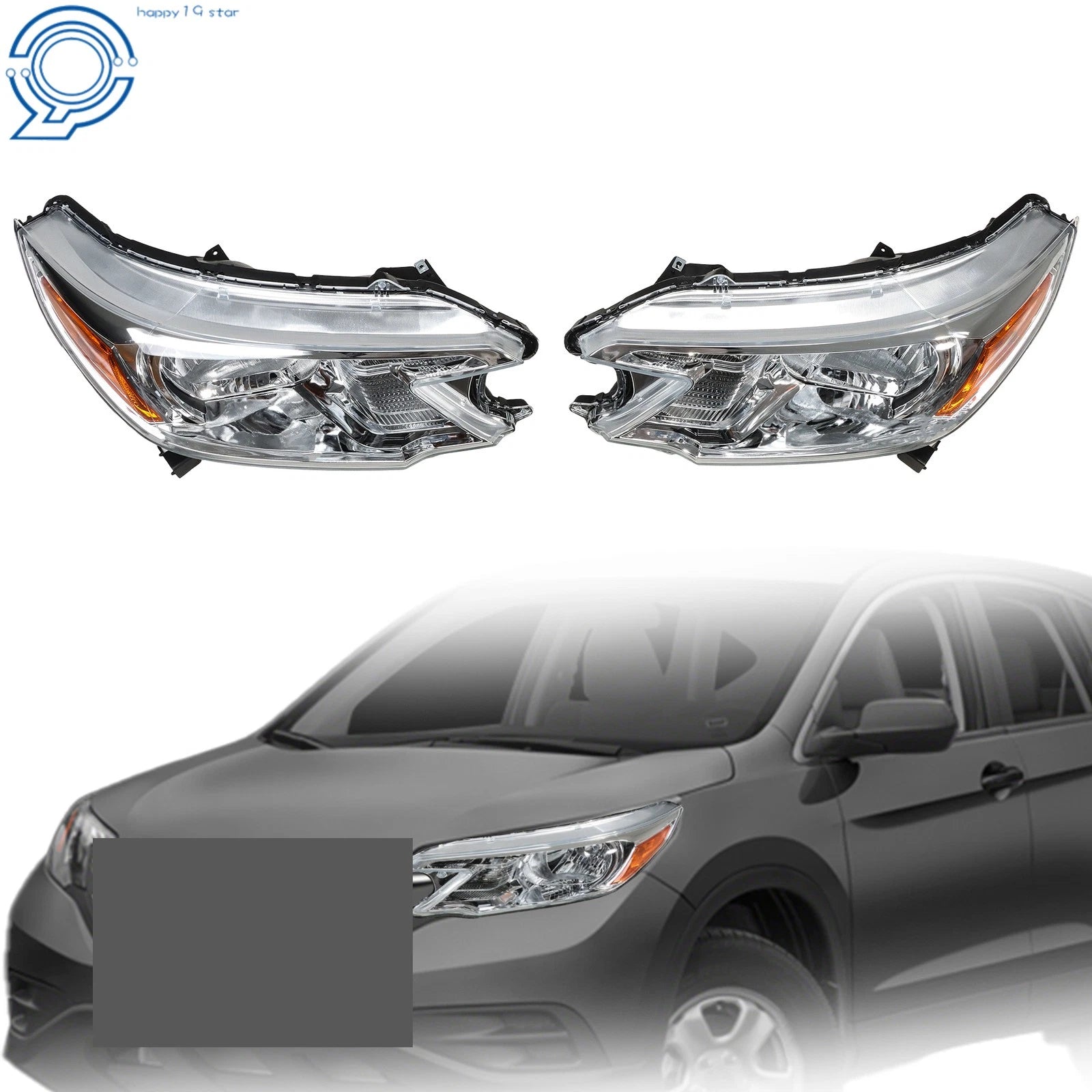 Halogen Headlight Pair for Honda CR-V (2012–2014) Chrome Housing