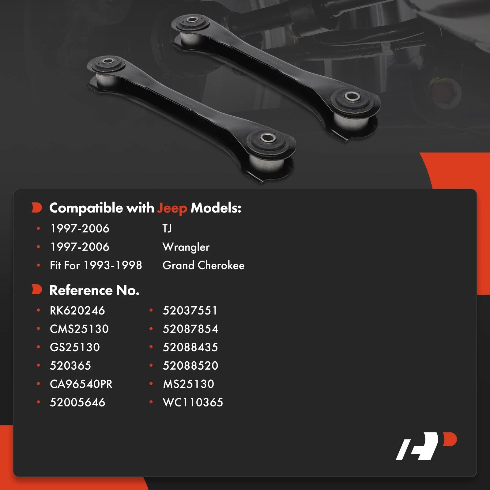 2X Rear Upper Control Arm for Jeep Grand Cherokee (1993–1998) Wrangler