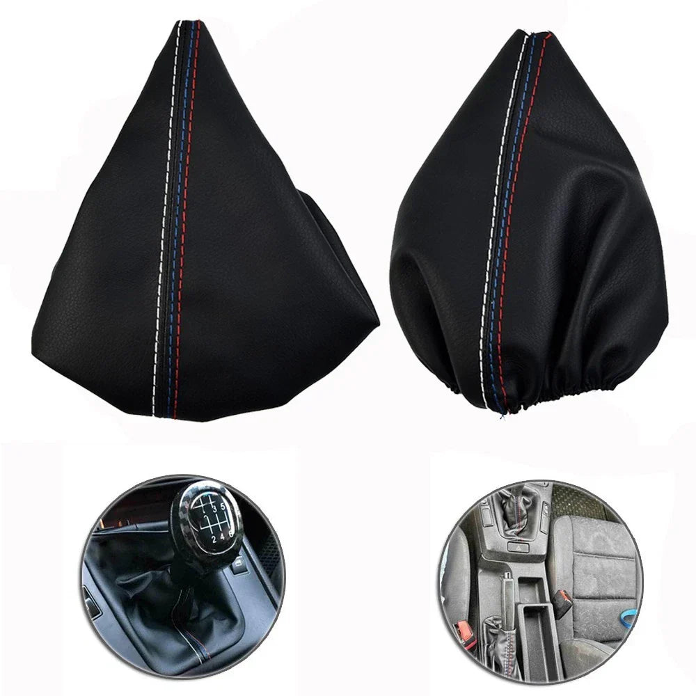 Set Gear Shift Knob and Handbrake Gaiter Black PU Leather for 3 Series E36
