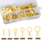 Set of 150 Brass Insulated Crimp Ring Terminals Electrical Wire Connectors