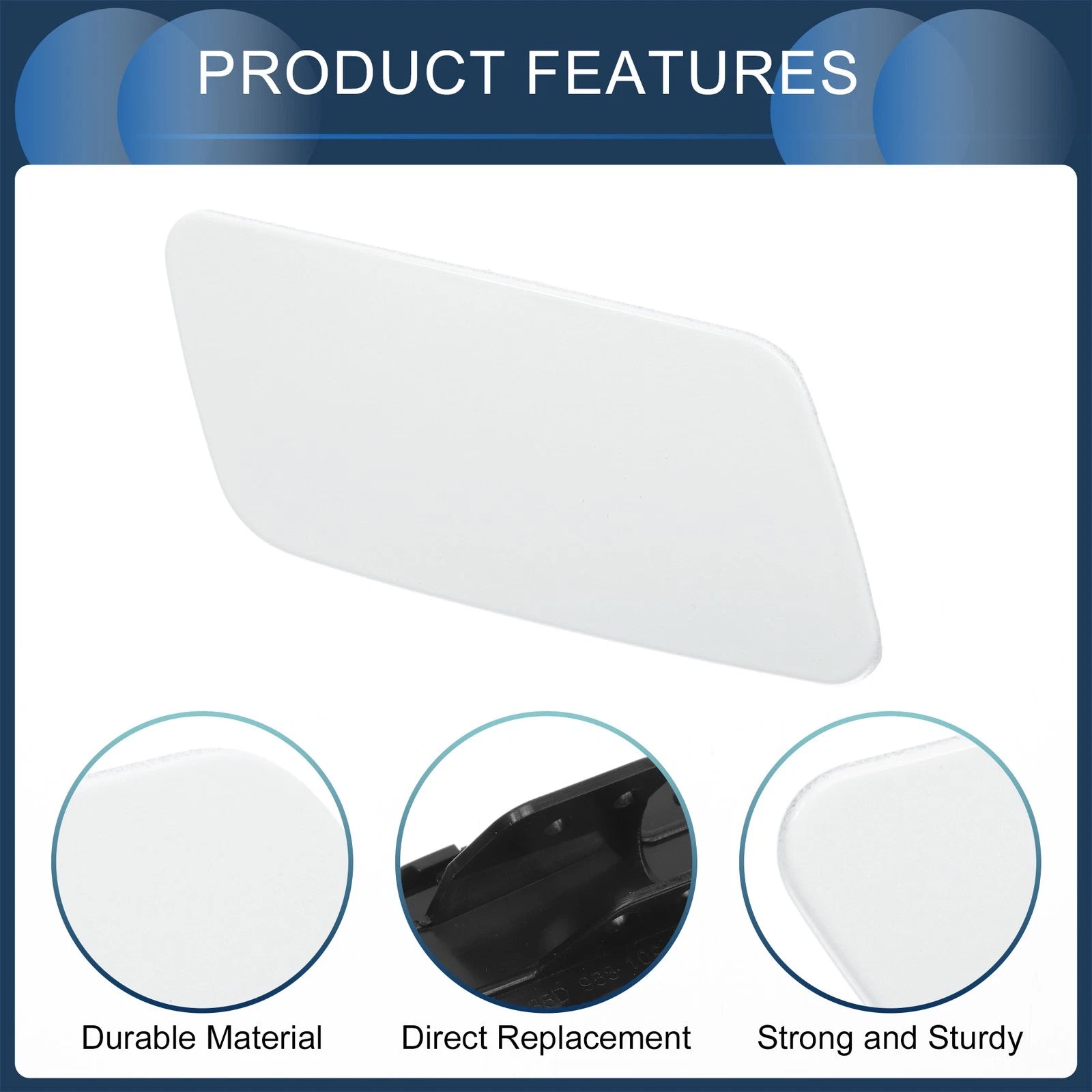 Front Left Washer Nozzle Cover Cap for Volkswagen Passat CC (2008–2012) White