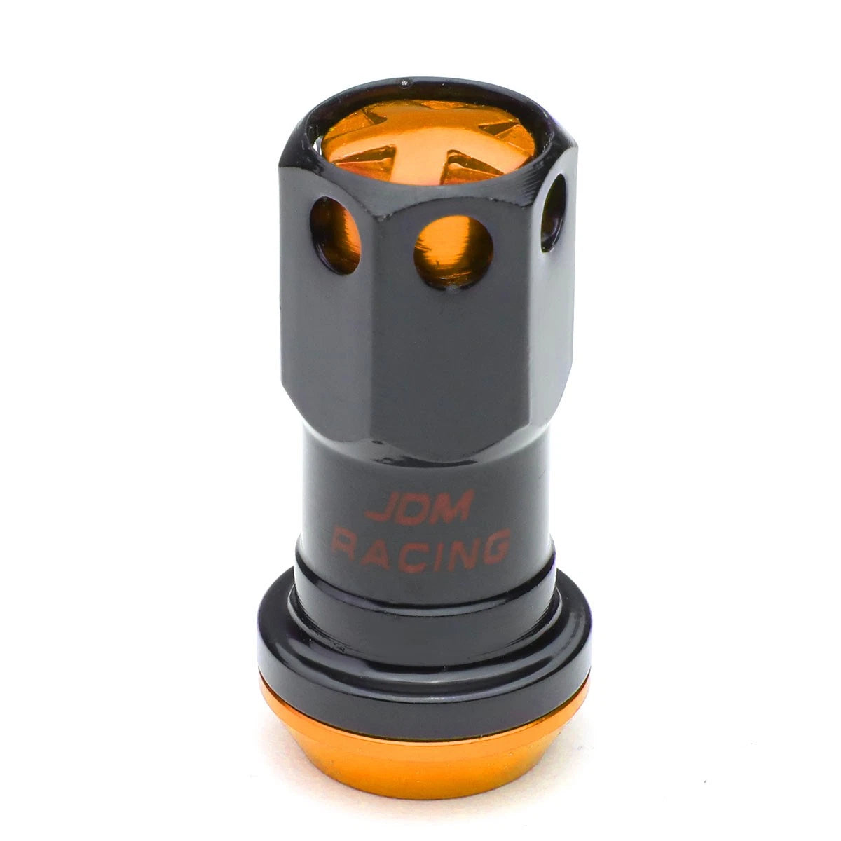 Set of 16 Aluminum Orange Rim Lock Nuts + Adapter M12x1.5 (Closed)