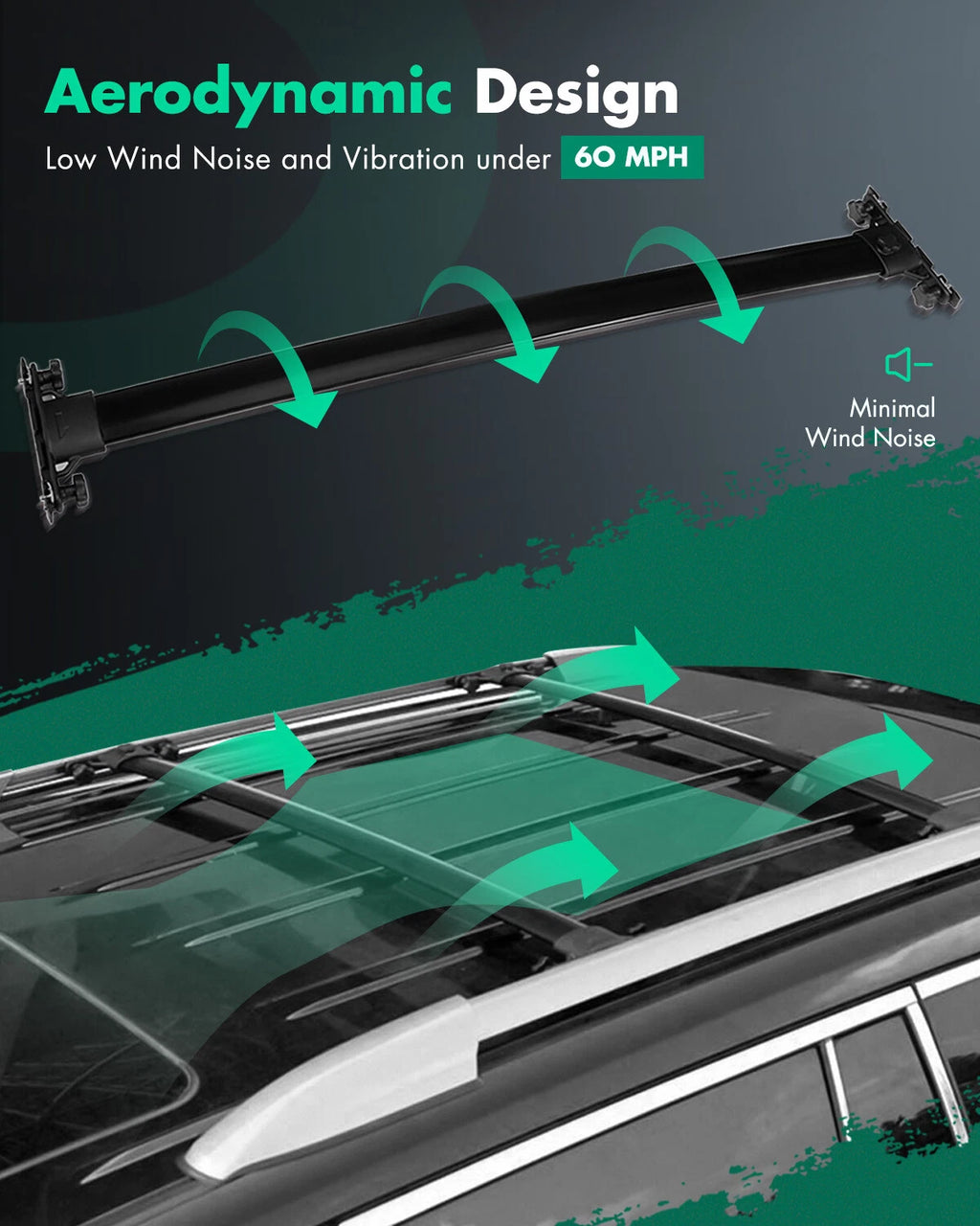 Pair Roof Rack Cross Bars for Toyota Highlander (2008–2013)
