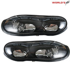 Set of 2 Halogen Black Headlight Assemblies for Chevy Camaro Z28