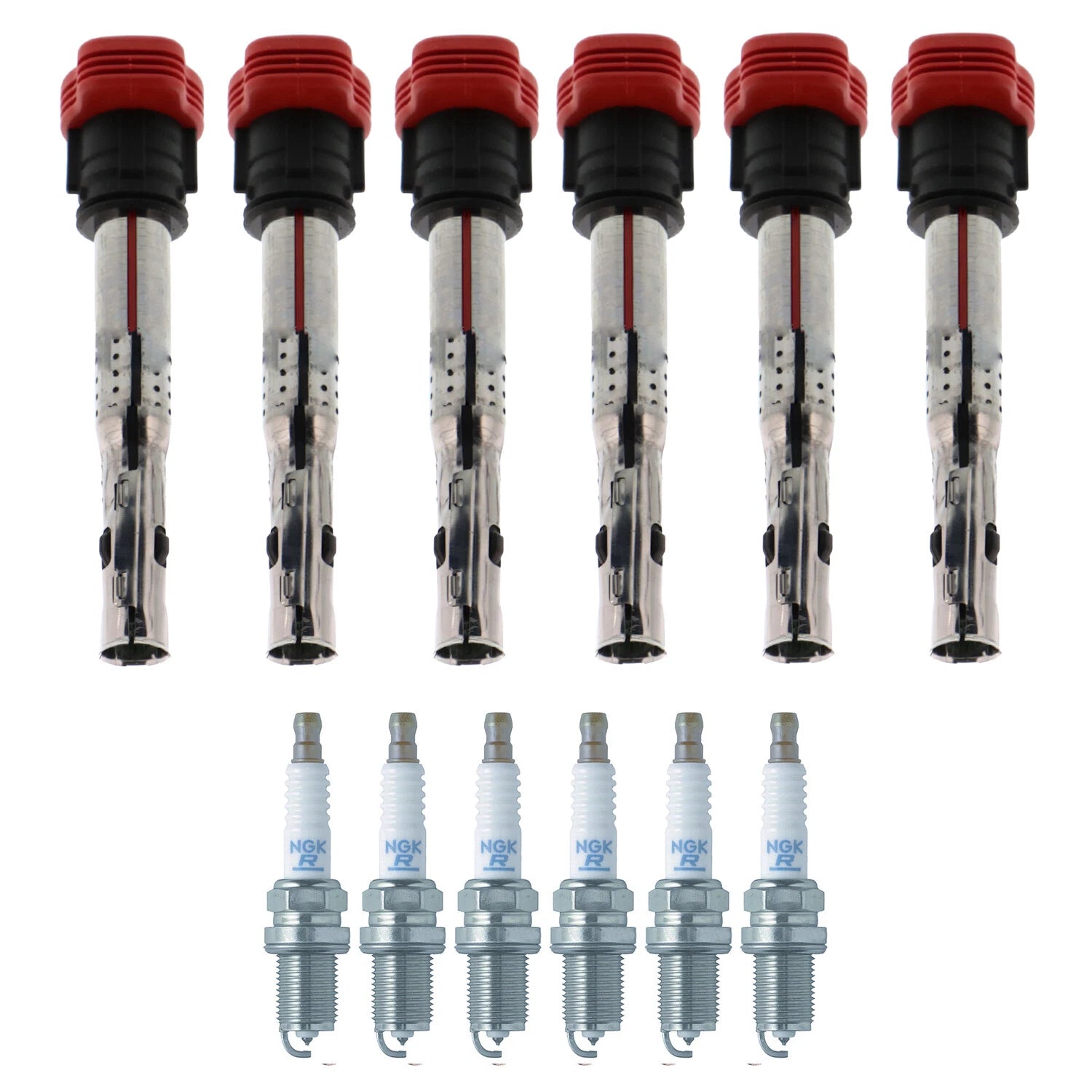 Set of 6 Ignition Coils & NGK Laser Platinum Spark Plugs for Audi A6 Quattro Q5