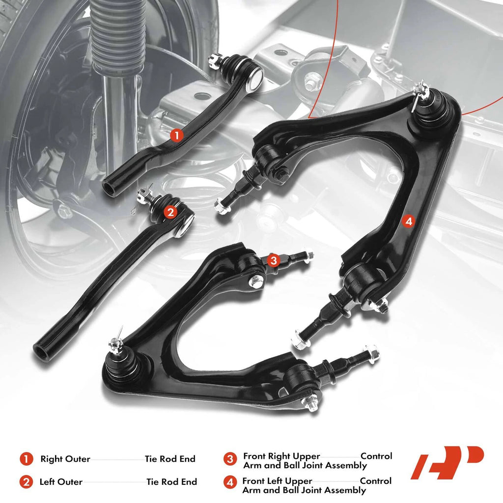 Set of 4 Front Upper Control Arm Tie Rod Ends for Honda Accord (1994–1997)