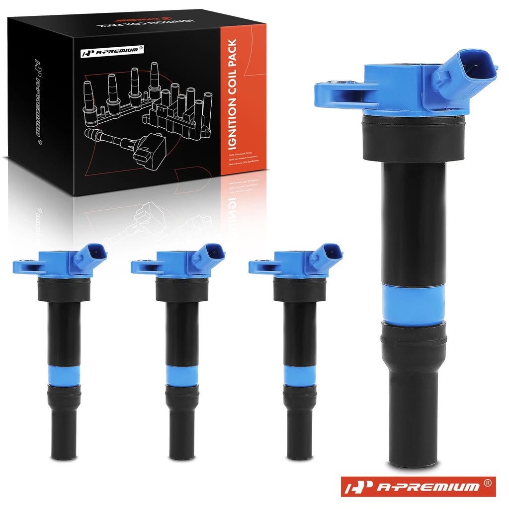 Set of 4 Blue Ignition Coils for Hyundai Elantra (2010–2016) Kia Soul (2012–2019) Forte