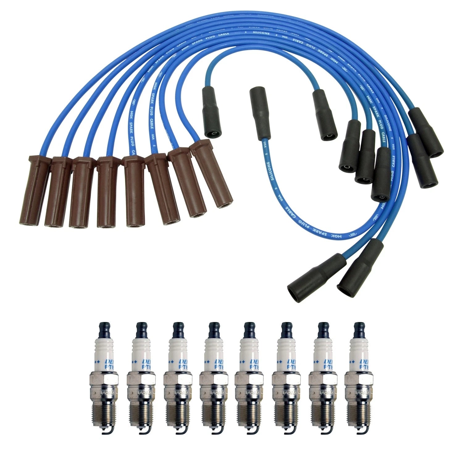 NGK 7mm Wire Set & Denso Platinum Spark Plug Kit for C3500 K3500 (1996–2000)