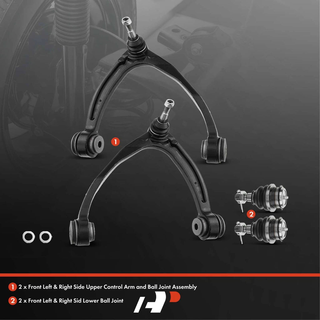 Set of 4 Front Upper Control Arms & Ball Joints for Chevy Silverado 1500 (2007–2015)