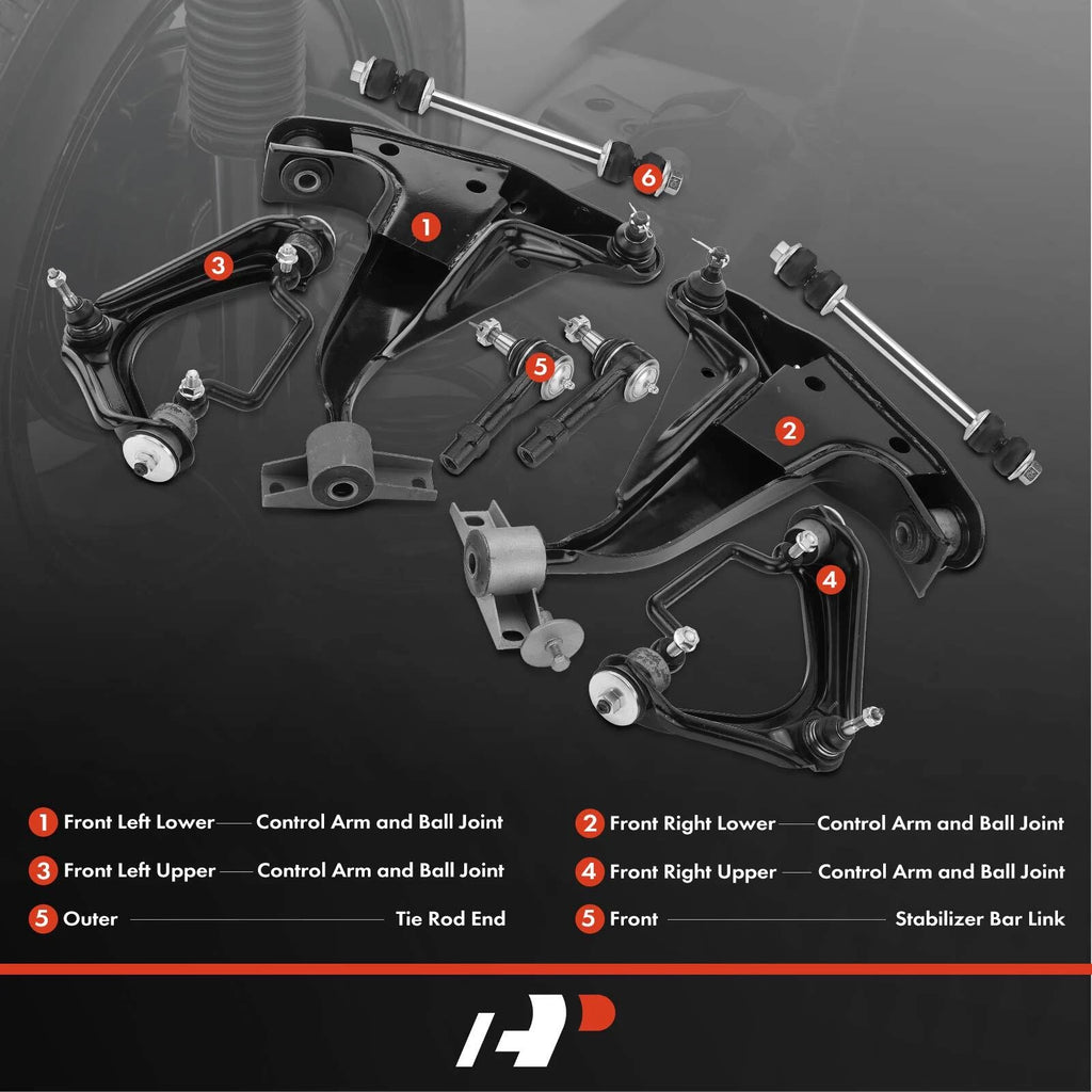 Set of 8 Front Control Arm Tie Rod Ends Sway Bar Links for Ford Mercury