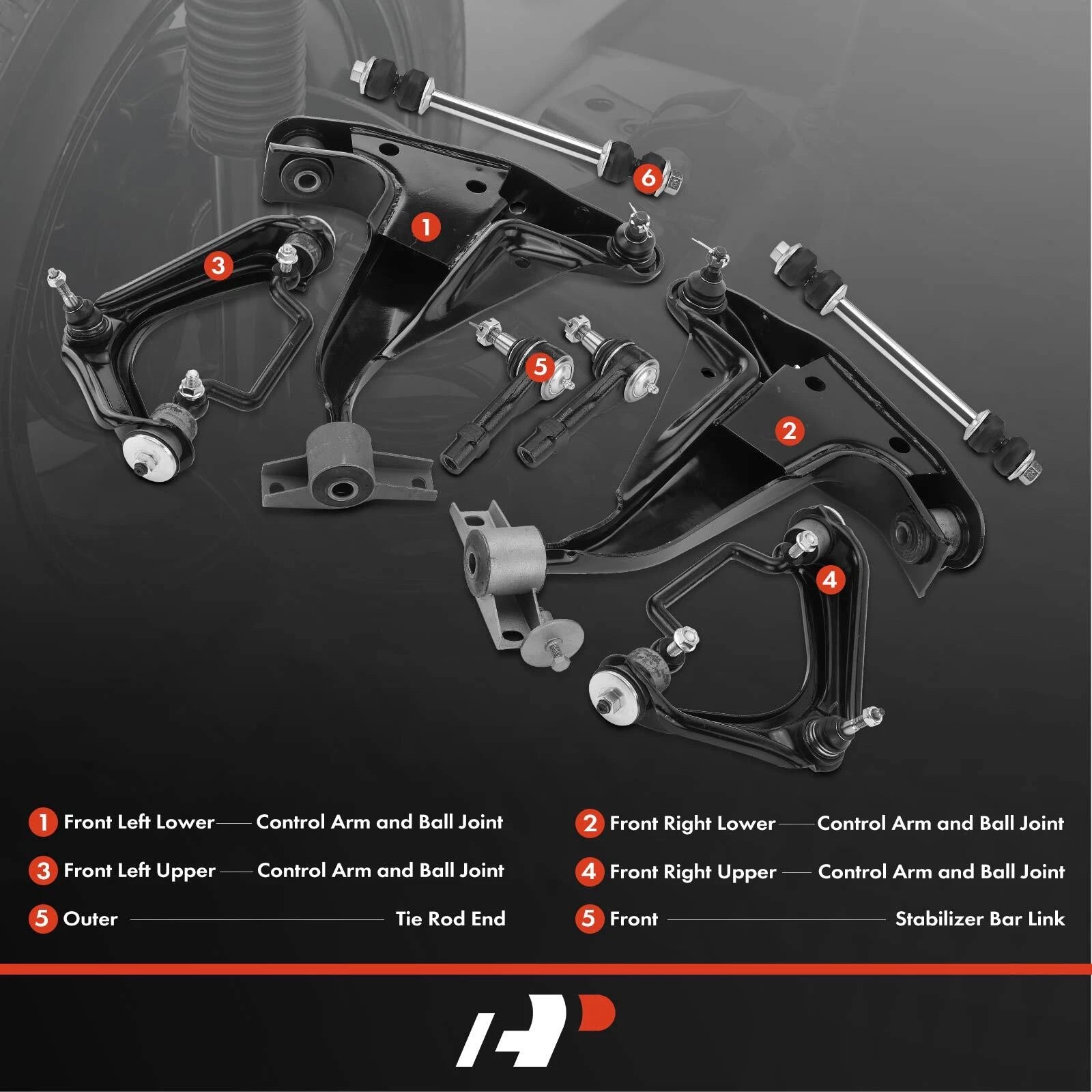 Set of 8 Front Control Arm Tie Rod Ends Sway Bar Links for Ford Mercury