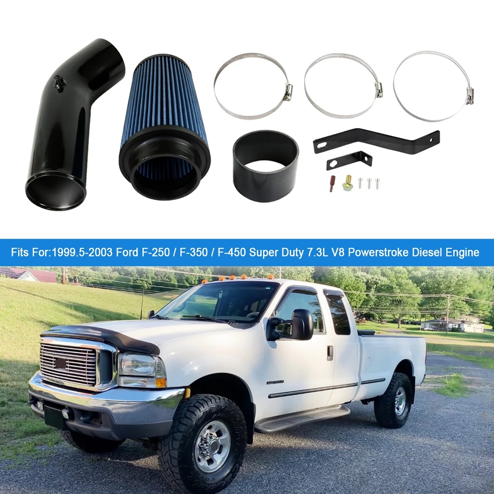 Cold Air Intake Kit & Filter for Ford F250 F350 7.3L Powerstroke (1999.5–2003)