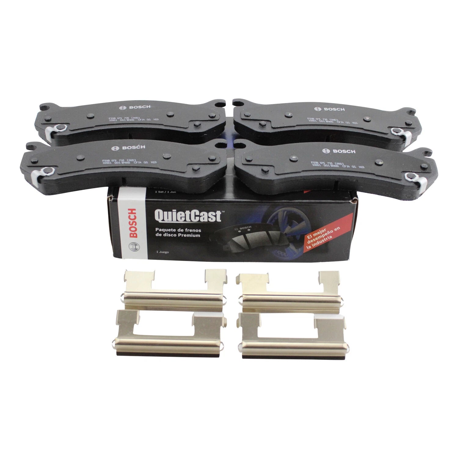 Set of 4 Bosch QuietCast Ceramic Slotted Brake Pads for Cadillac Chevrolet GMC Hummer