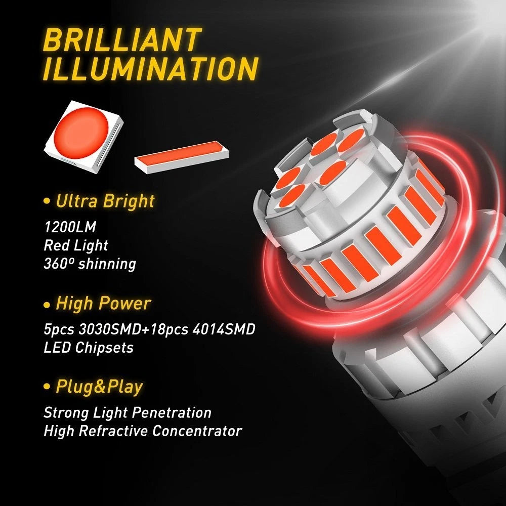 Set of 2 Red LED Brake Tail Stop Light Bulbs for Make Model