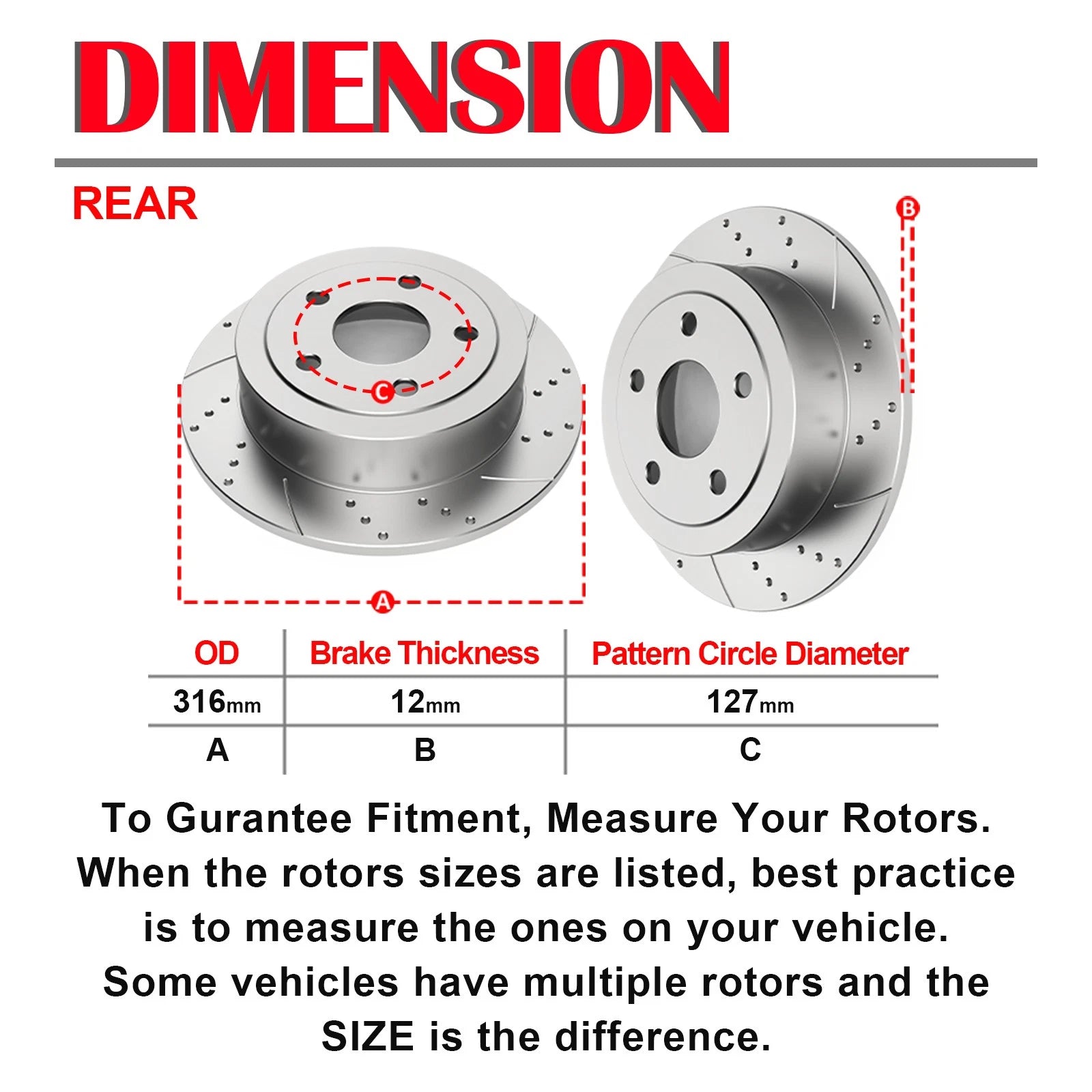 Rear Drilled Rotors with Ceramic Brake Pads for Jeep Wrangler JK (2007-2017)