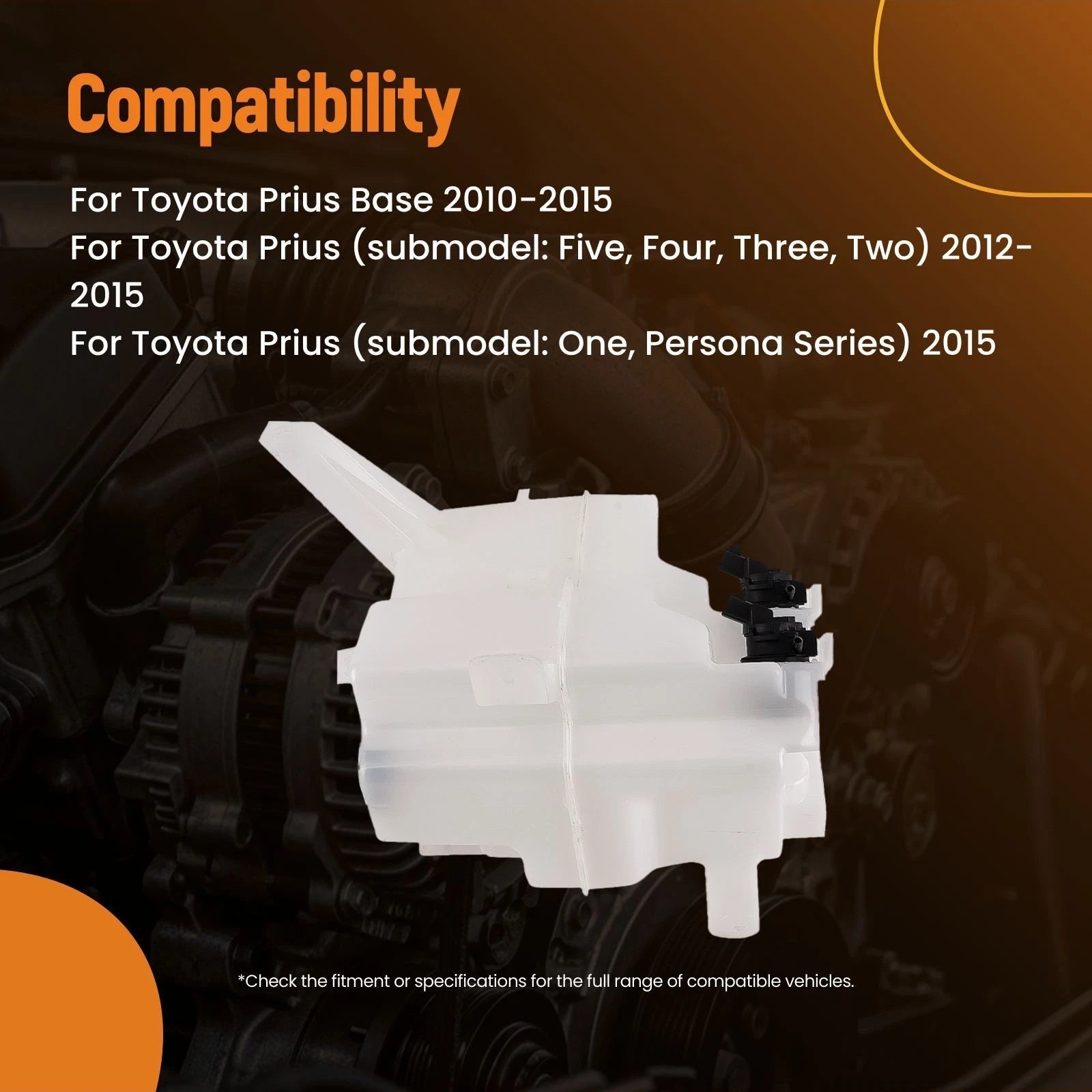 Washer Fluid Reservoir with Pump for Toyota Prius (2010–2015)