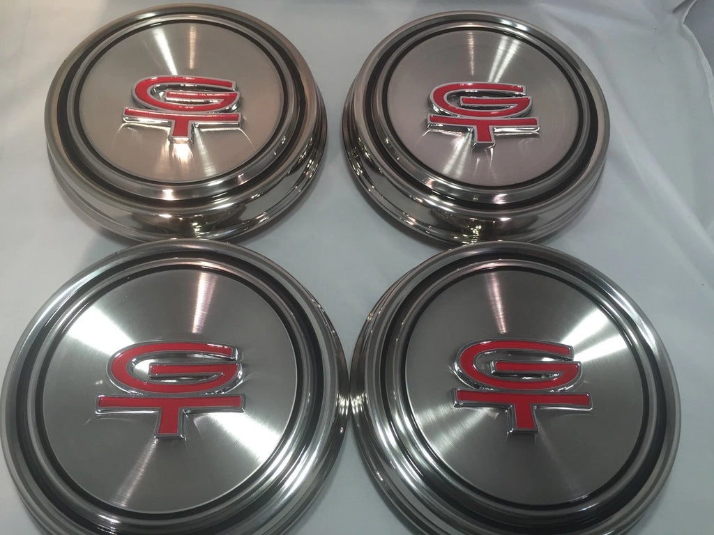 Polished Stainless Steel Hubcaps for 1967–1968 Mustang Torino GT
