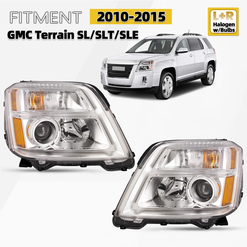 Halogen Headlight Set for GMC Terrain (2010–2015) Left+Right Chrome