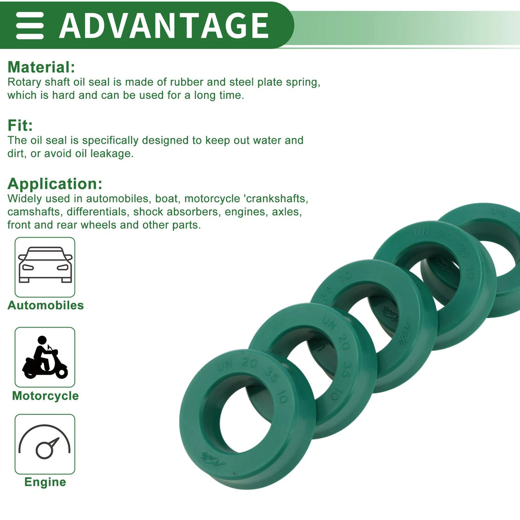 Set of 5 Oil Seal Ring 20x35x10mm for Rotary Shaft (High Pressure)