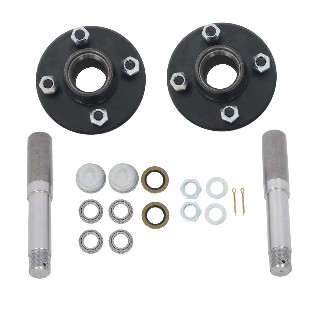 Set of 2 Straight Spindles & Bearings for 4-Bolt Hub Assembly
